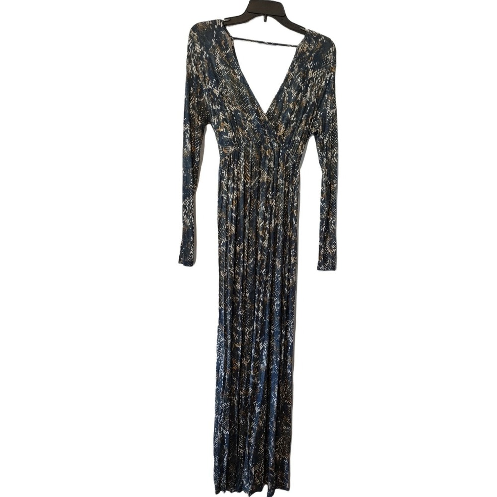 Jessica Simpson Maternity Dress Womens 3X Boho Goth Core Blue Snakeskin Maxi New